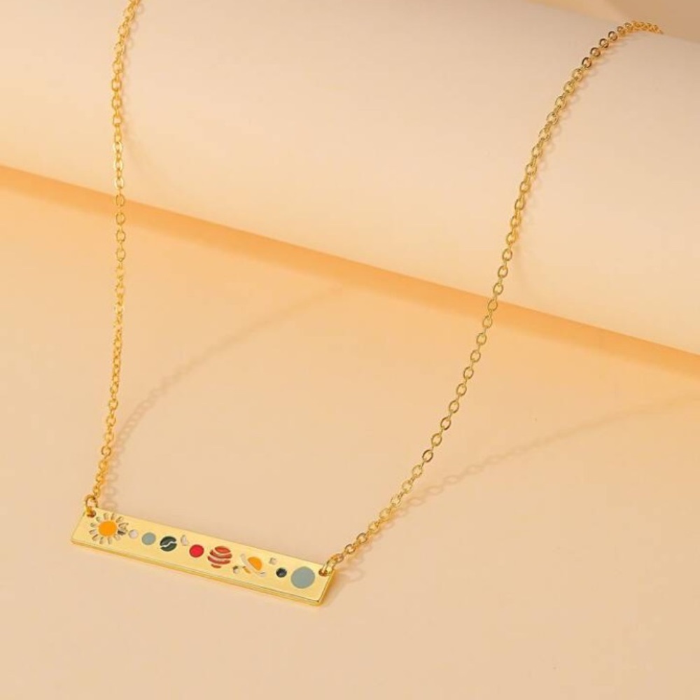 Solar system golden bar necklace